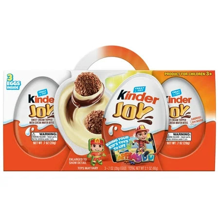 Kinder Joy Chocolate Eggs with Treat and Toy Sweet Cream Topped With Cocoa Wafer Bites, 2.1 Oz ***BEST BY: JUNE 19, 2025***