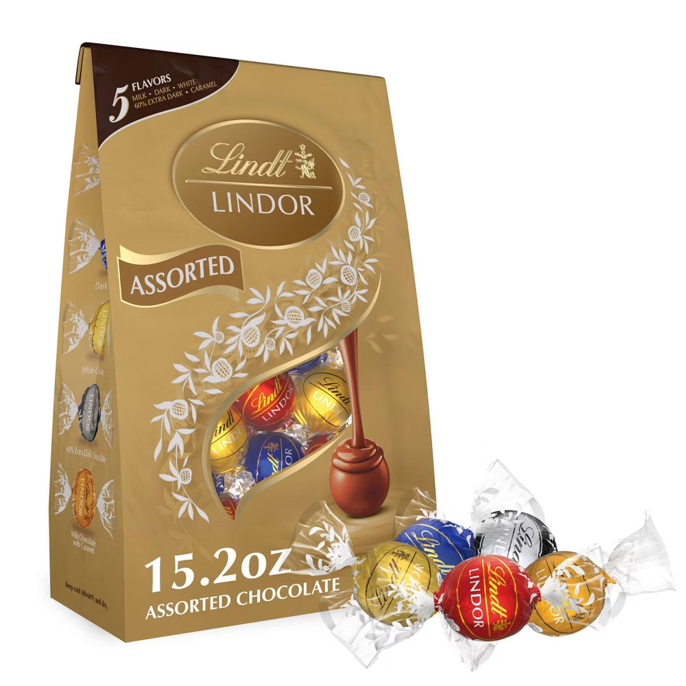 Lindt Lindor Assorted 5 Flavor Chocolate Candy Truffles - 15.2 oz ***BEST BY: 07/31/25***