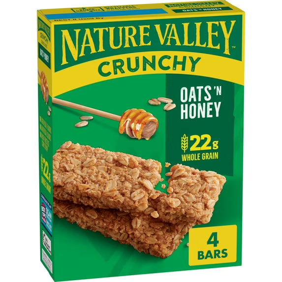 Nature Valley Crunchy Granola Bars, Oats 'n Honey, 4 Snack Bars, 2.98 oz (2 Pouches) ***BEST BY: 8/19/25***