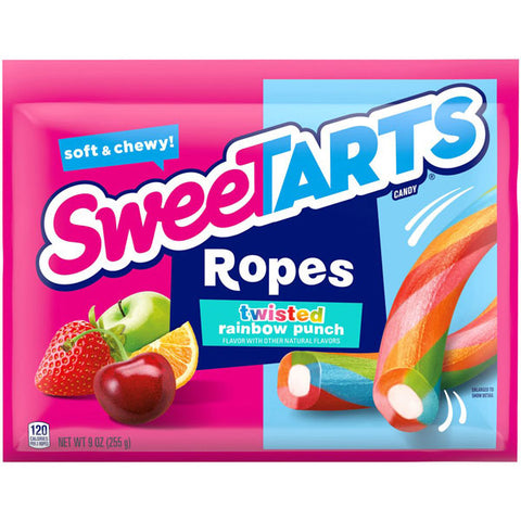 SweeTARTS Twisted Rainbow Punch Ropes, 9 Oz Bag ****BEST BY: JULY 2025****
