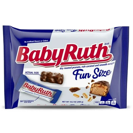 Baby Ruth Fun Size Candy Bars Trick or Treat Candy 10.2 Oz ***BEST BY: JUNE 2, 2025***