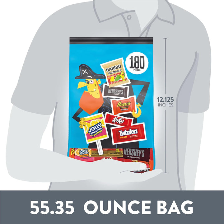 HERSHEY'S Assorted Flavored, Halloween Candy Bulk Bag, 55.35 oz (180 Pieces)