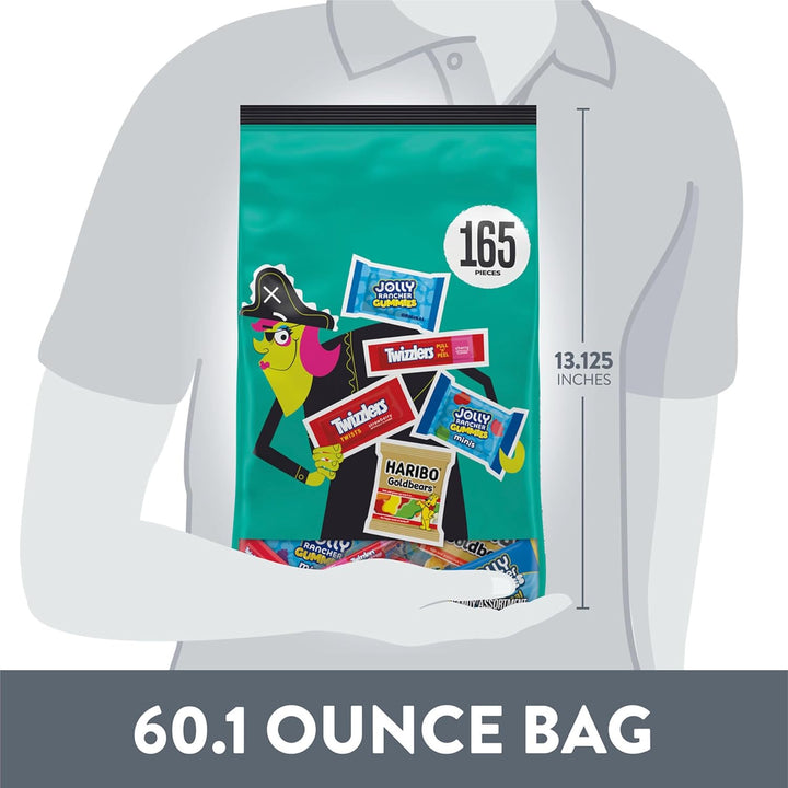 Jolly Rancher HARIBO, JOLLY RANCHER and TWIZZLERS Assorted Fruit Flavored, Halloween Candy Bulk Bag, 60.1 oz (165 Pieces)