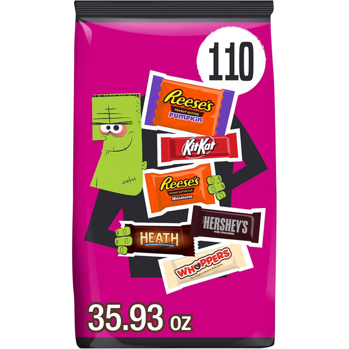 HERSHEY'S Assorted Flavored, Halloween Candy Bulk Bag, 35.93 oz (110 Pieces)
