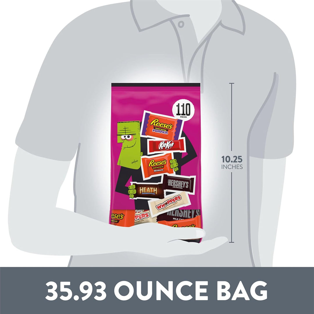 HERSHEY'S Assorted Flavored, Halloween Candy Bulk Bag, 35.93 oz (110 Pieces)