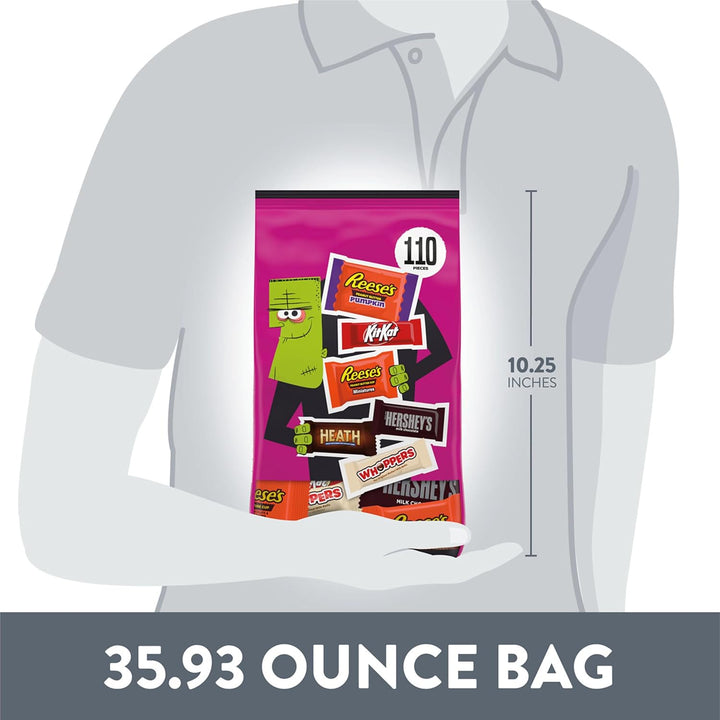 HERSHEY'S Assorted Flavored, Halloween Candy Bulk Bag, 35.93 oz (110 Pieces)