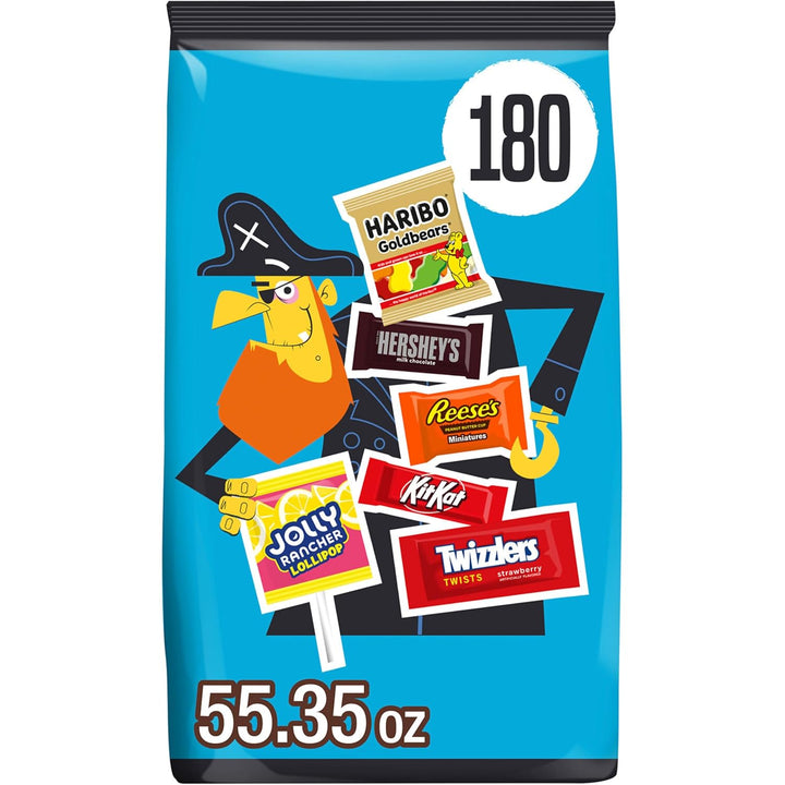 HERSHEY'S Assorted Flavored, Halloween Candy Bulk Bag, 55.35 oz (180 Pieces)