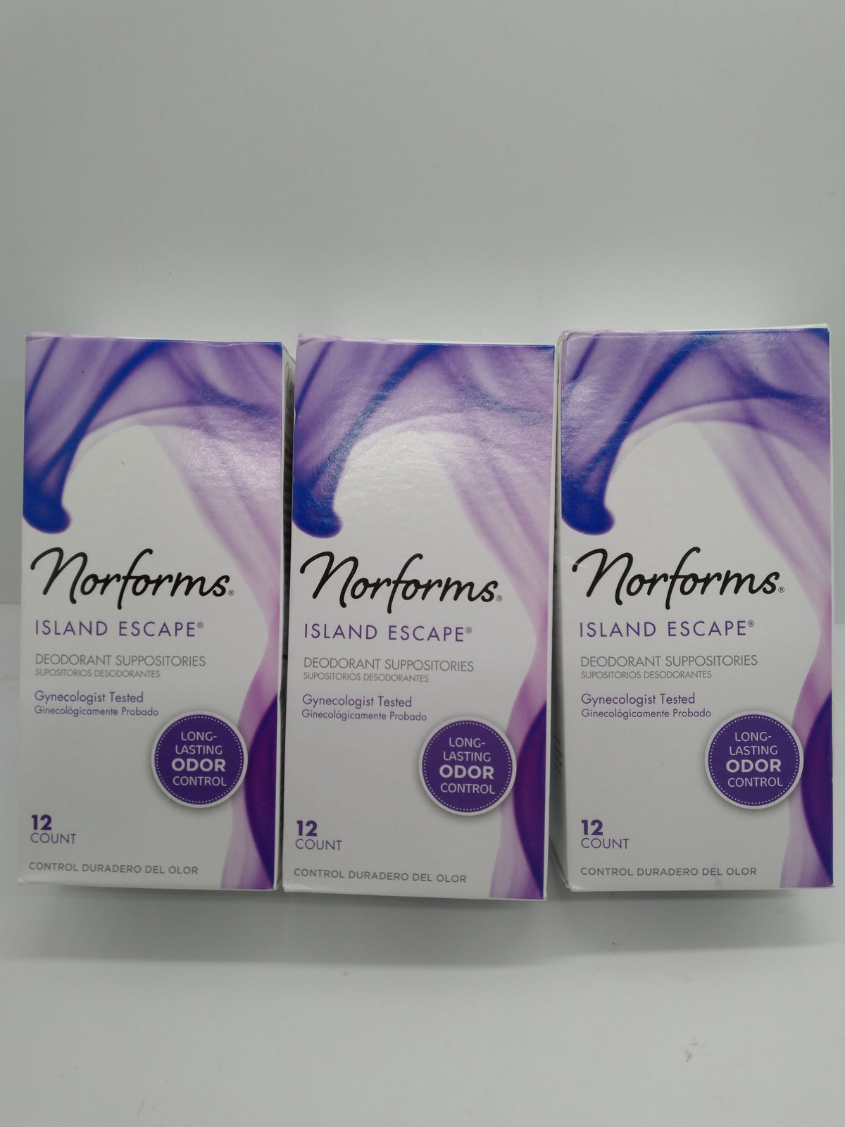 Lot of 3 Norforms Island Escape Feminine Deodorant Suppositories 12 Ct 36 Total