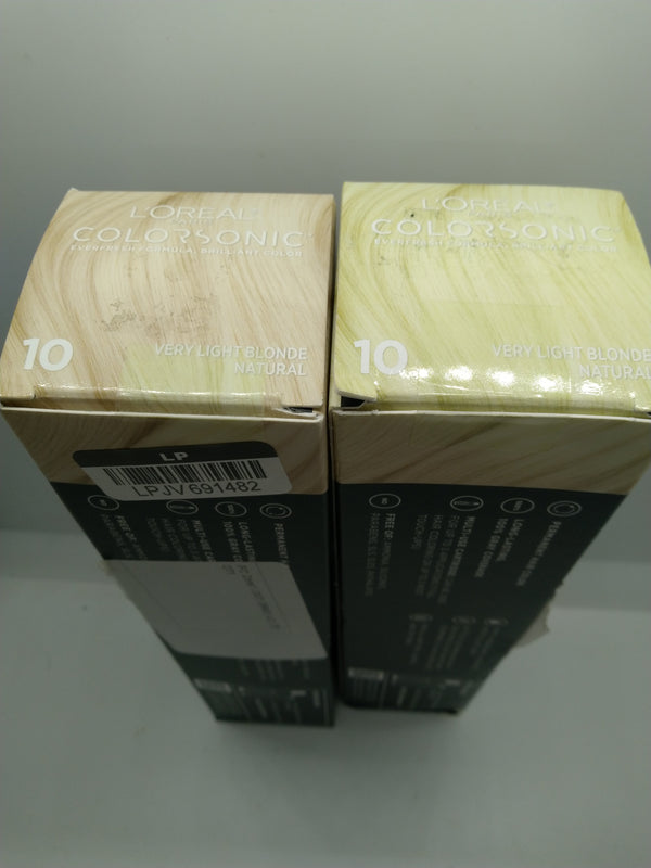 2 Pack L'Oreal Colorsonic Permanent Hair Color Cartridge Very Light Blonde 10