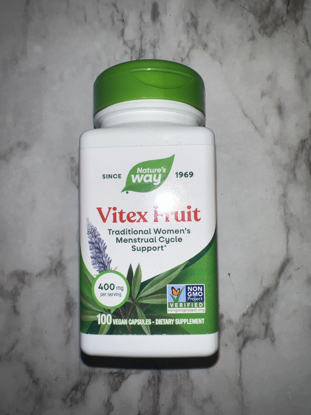 Nature's Way Vitex Fruit 400mg 100 Vegan Capsules Menstrual Cycle Exp 06/2030