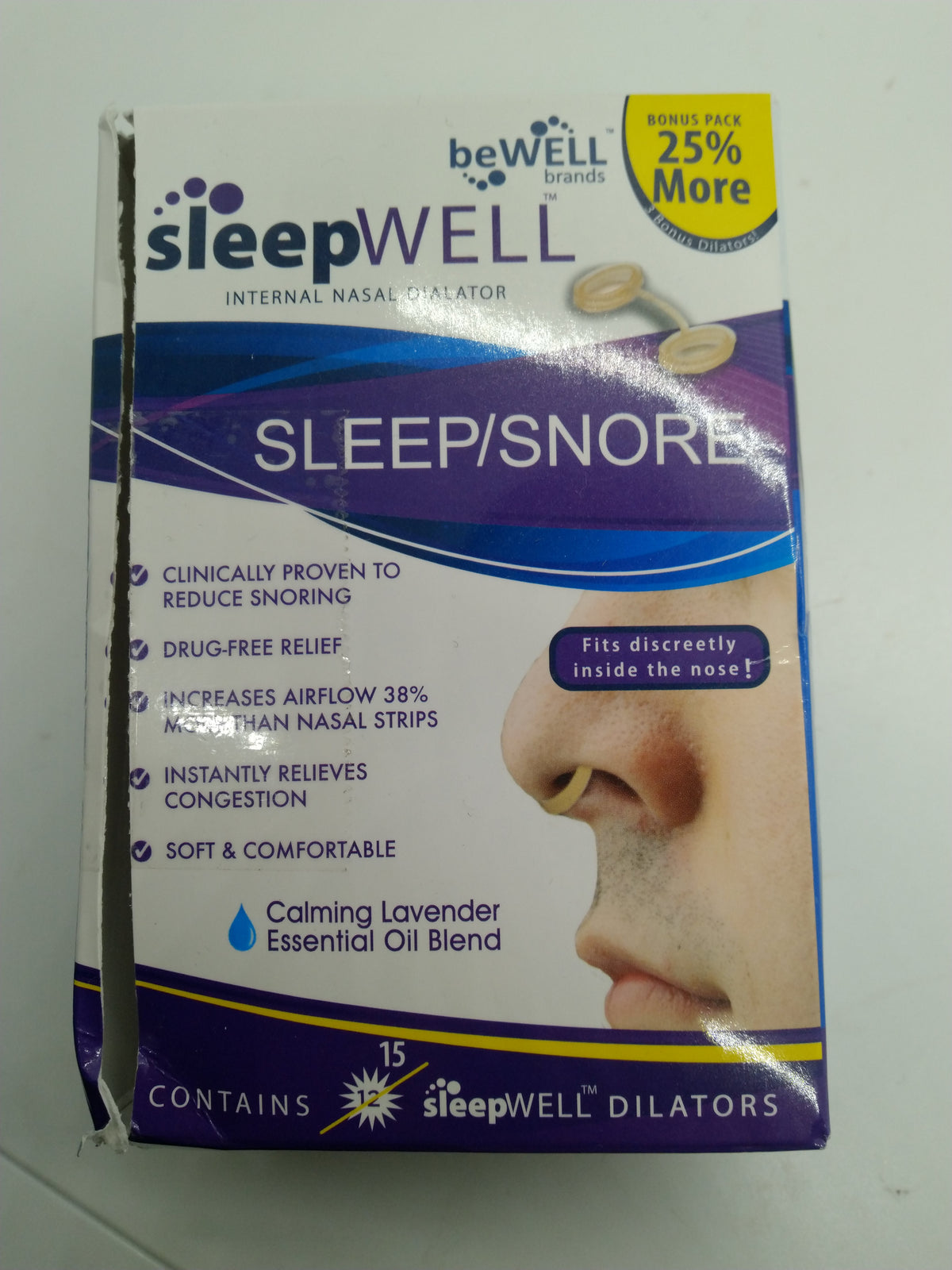 Sleepwell Sleep/Snore Internal Nasal Dilator 15 Ct Lavender Best By 10/01/2029