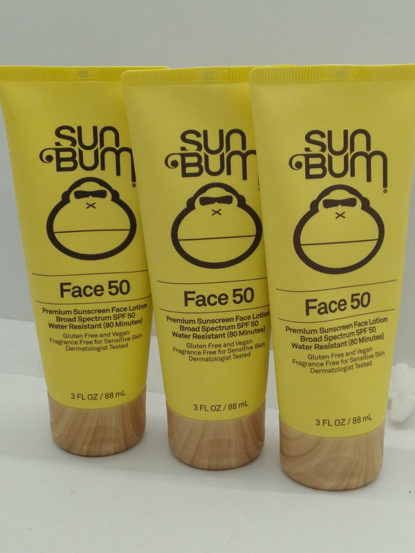 Sun Bum Face 50 Sunscreen Lotion SPF 50 3 fl oz Lot of 3 Exp 06/01/2027