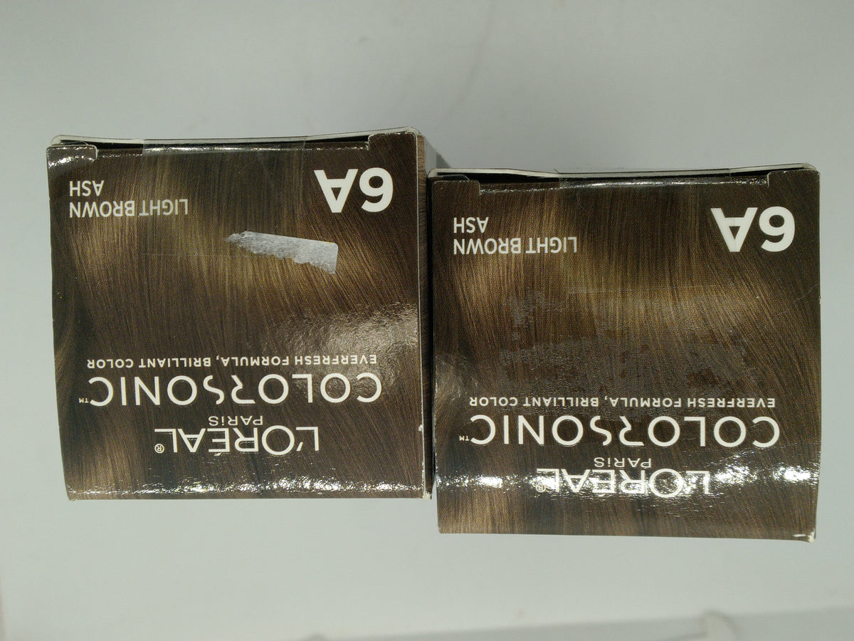 2 L'Oreal Colorsonic Permanent Hair Color Cartridge Light Brown Ash 6A Ammonia