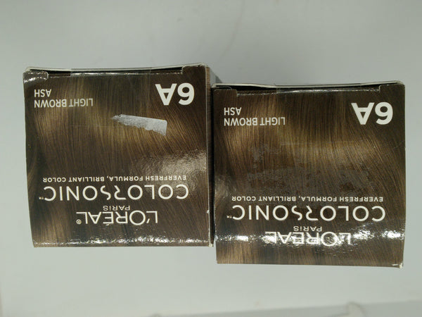 2 L'Oreal Colorsonic Permanent Hair Color Cartridge Light Brown Ash 6A Ammonia
