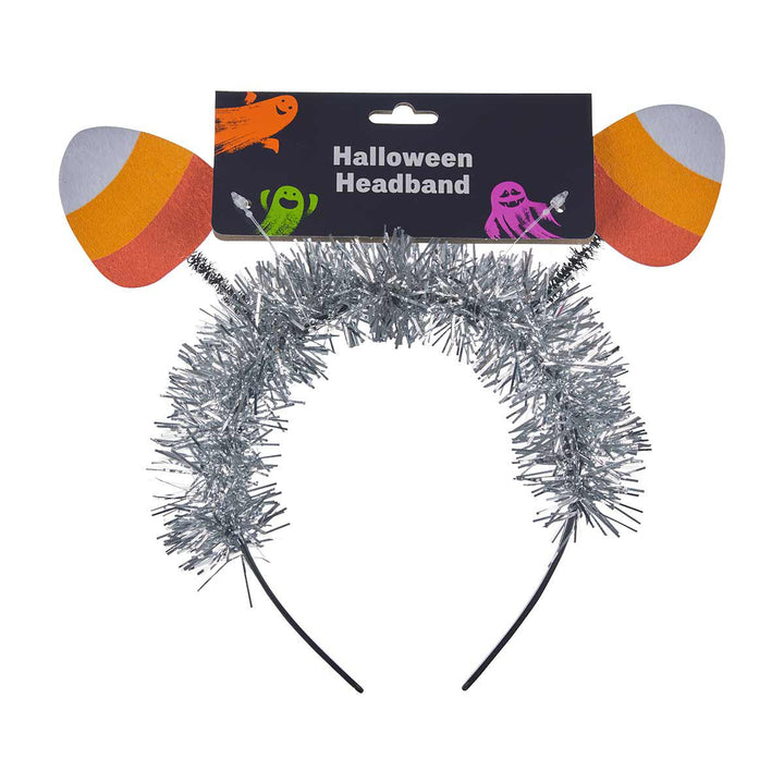 Halloween Bobble Headband with Silver Tinsel