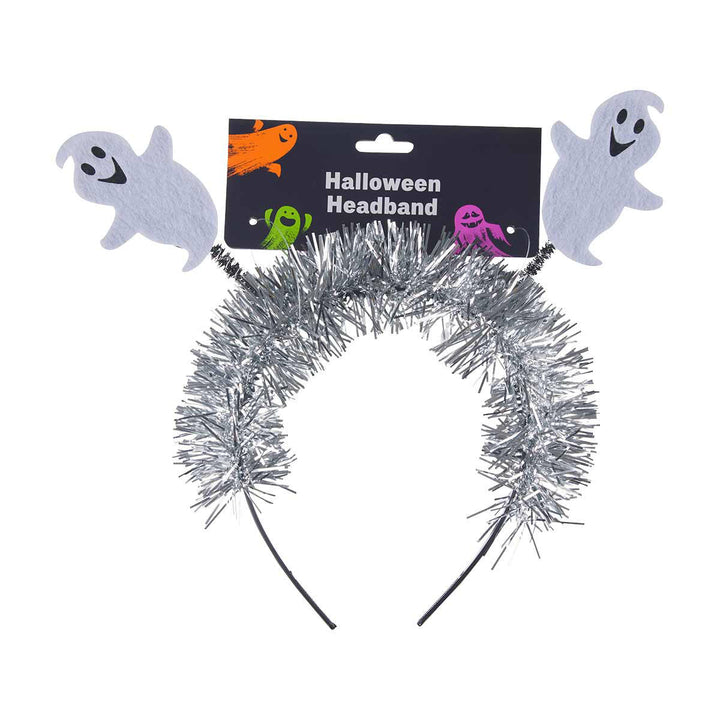 Halloween Bobble Headband with Silver Tinsel