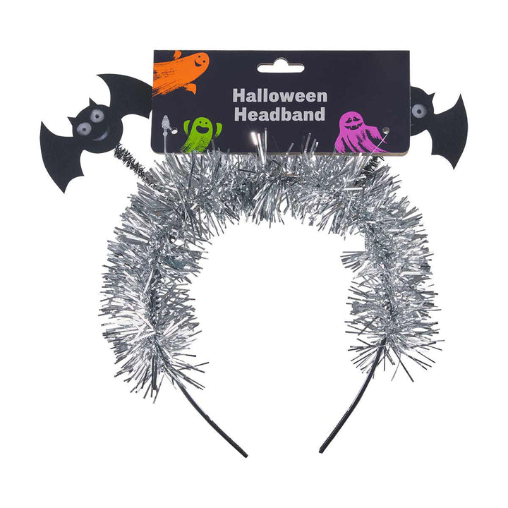 Halloween Bobble Headband with Silver Tinsel