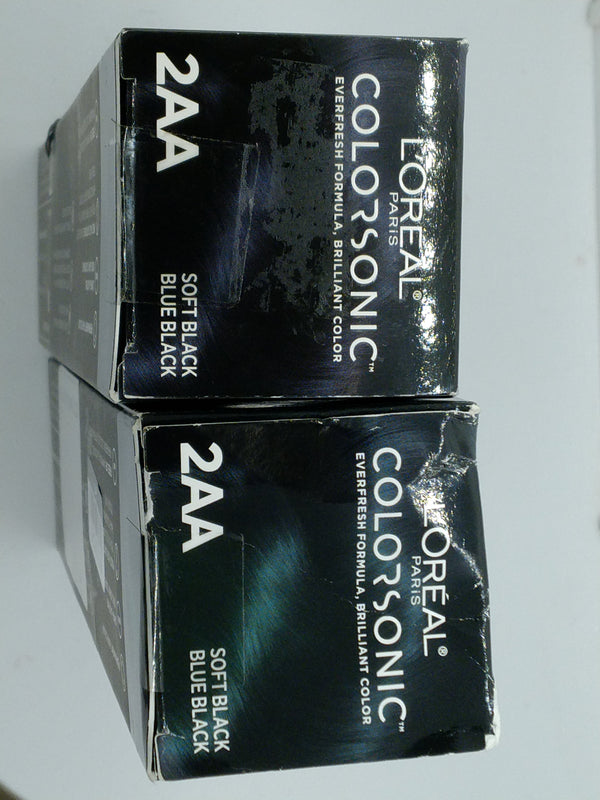 2 Pack L'Oreal Paris Colorsonic 2AA Soft Black Blue Black Hair Color Cartridge
