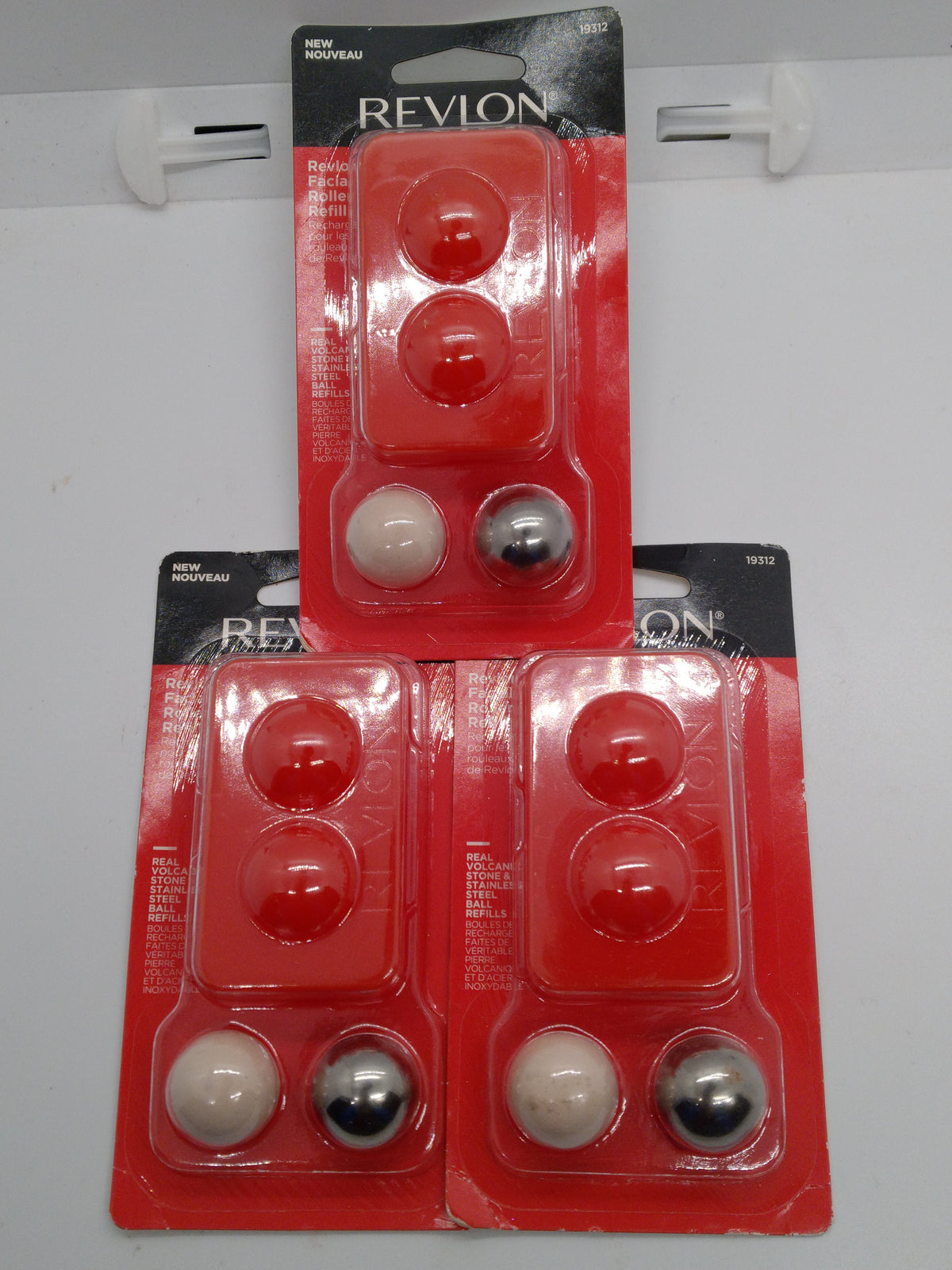 Lot of 3 Revlon Facial Roller Refill Volcanic Stone & Stainless Steel Ball 19312