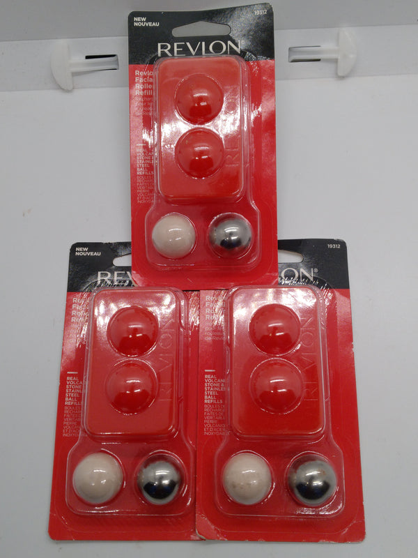 Lot of 3 Revlon Facial Roller Refill Volcanic Stone & Stainless Steel Ball 19312
