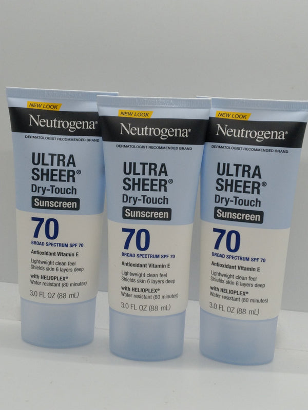 Lot of 3 Neutrogena Dry-Touch Sunscreen SPF 70 3oz Exp 12/01/2028