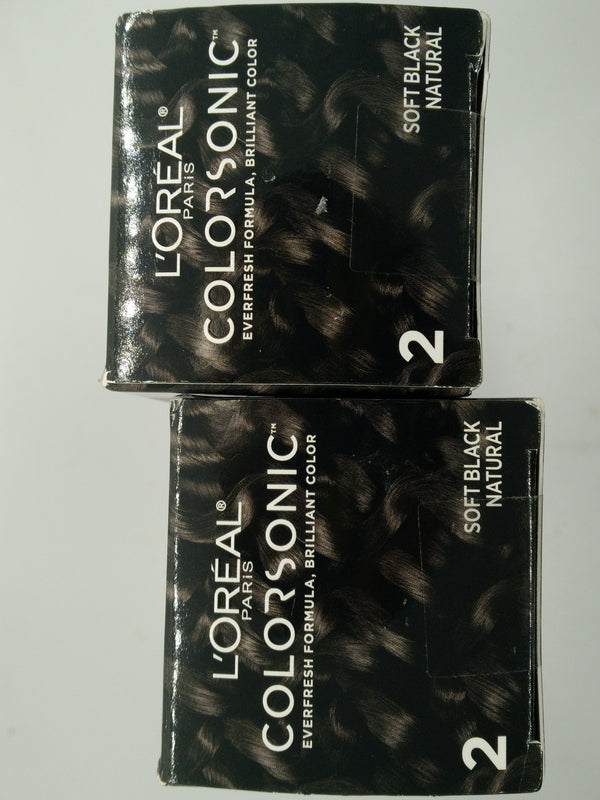 L'Oreal Paris Colorsonic Permanent Hair Color Cartridge Soft Black 2 Lot of 2