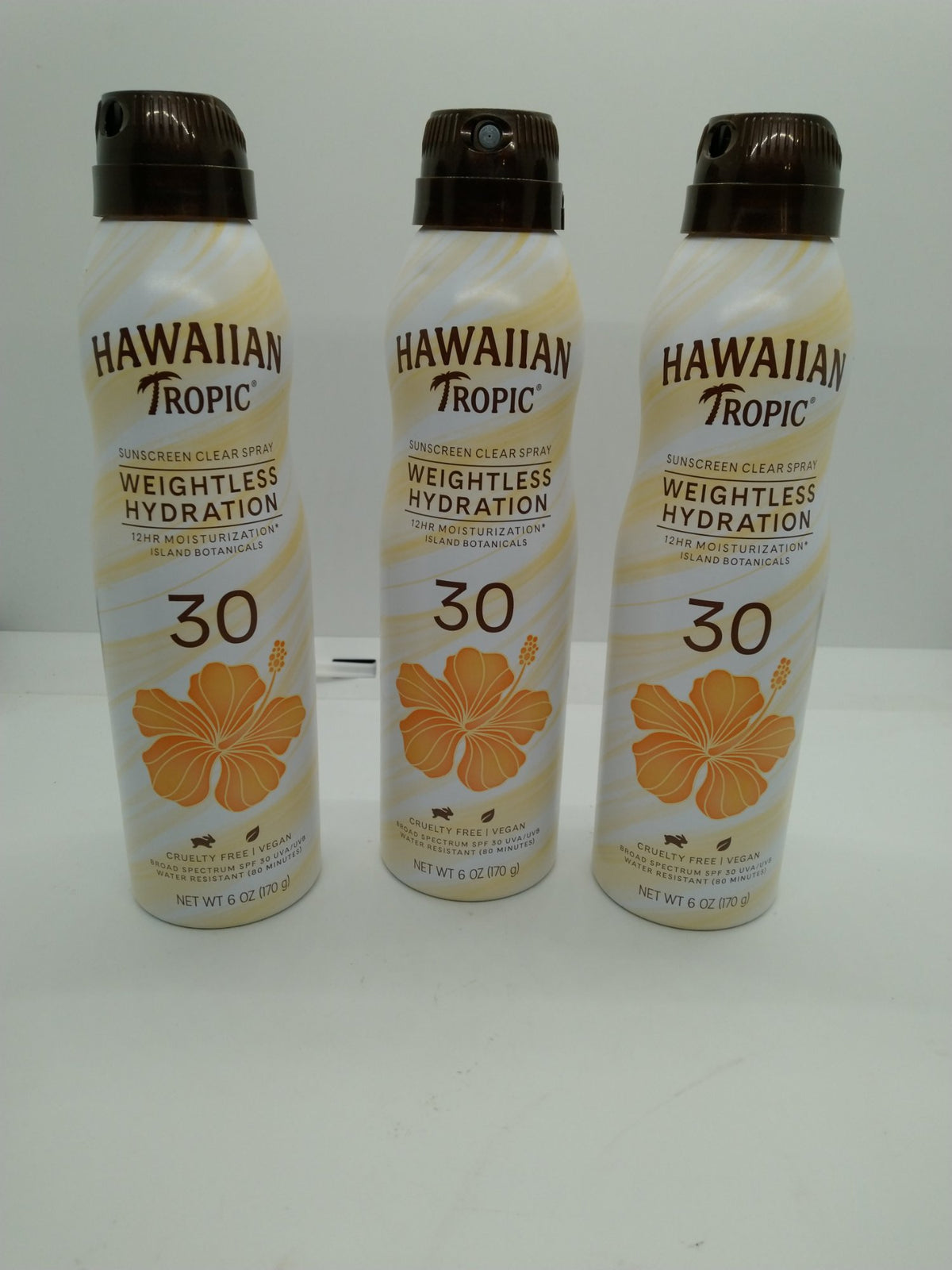 3 Hawaiian Tropic Weightless Hydration Sunscreen SPF 30 Spray 6oz Exp 08/01/2027