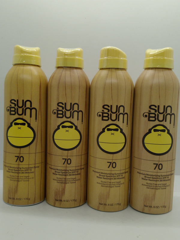 Lot of 4 Sun Bum SPF 70 Broad Spectrum Sunscreen Spray 6 oz Exp 05/01/2028