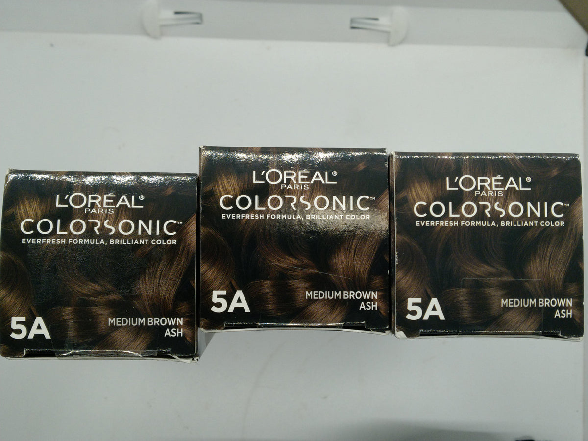 3-Pack L'Oreal Paris Colorsonic Permanent Hair Color Cartridge 5A Medium Brown