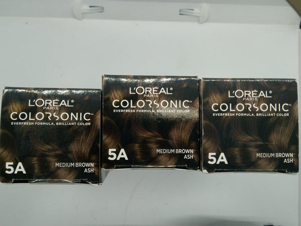 3-Pack L'Oreal Paris Colorsonic Permanent Hair Color Cartridge 5A Medium Brown