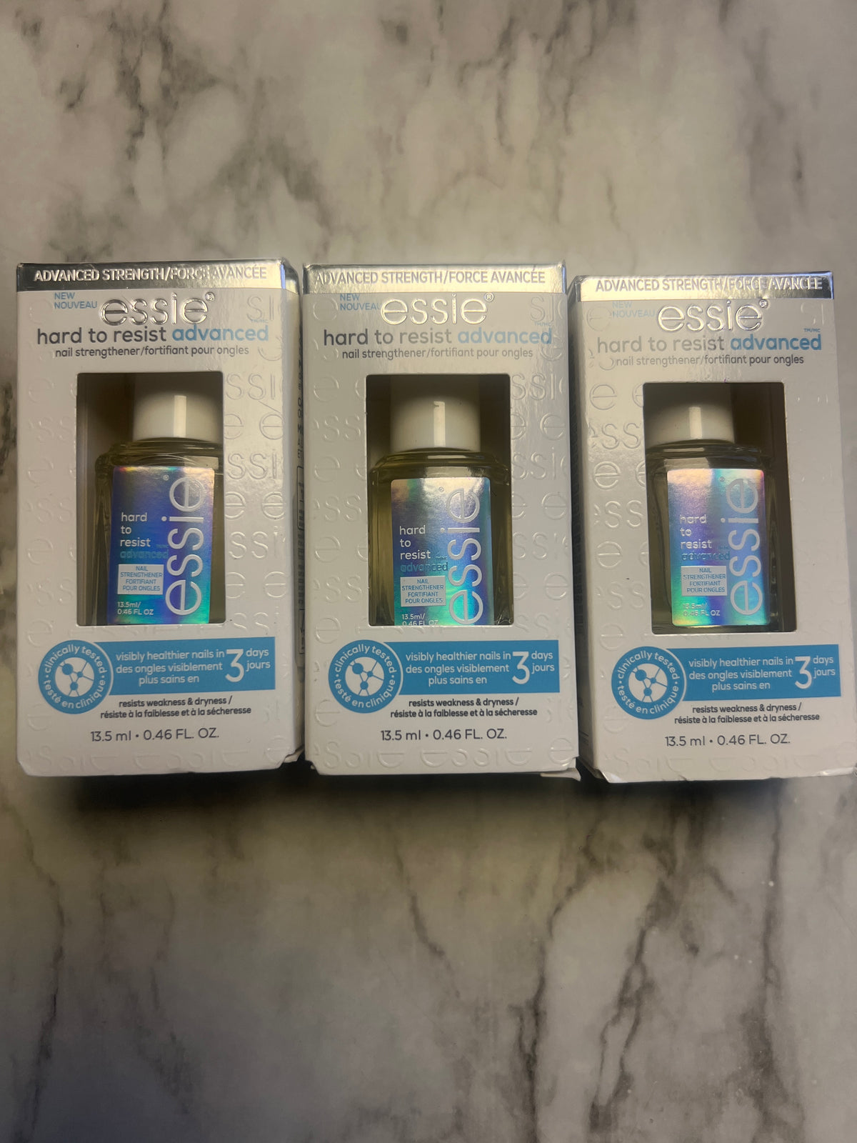 3x essie Hard To Resist Advanced Nail Strengthener Treatment Clear 0.46 fl oz