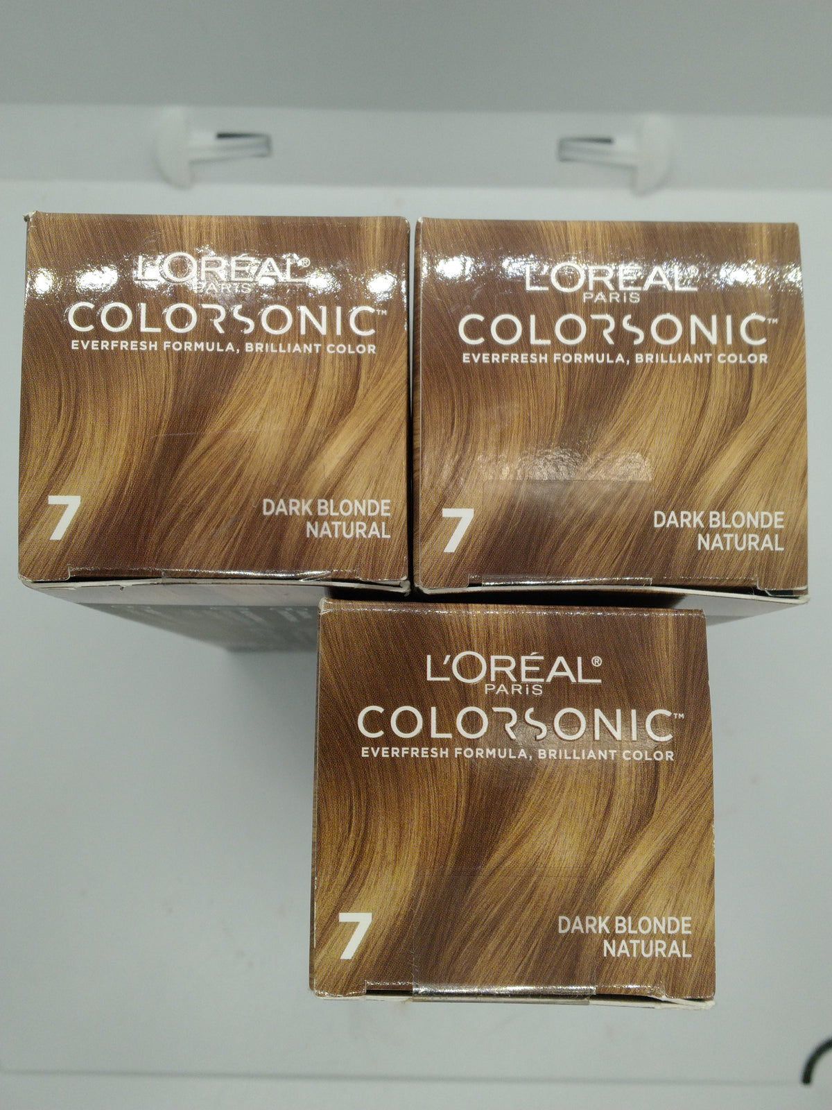 3 Pack L'Oreal Paris Colorsonic Permanent Hair Color Cartridge Dark Blonde 7