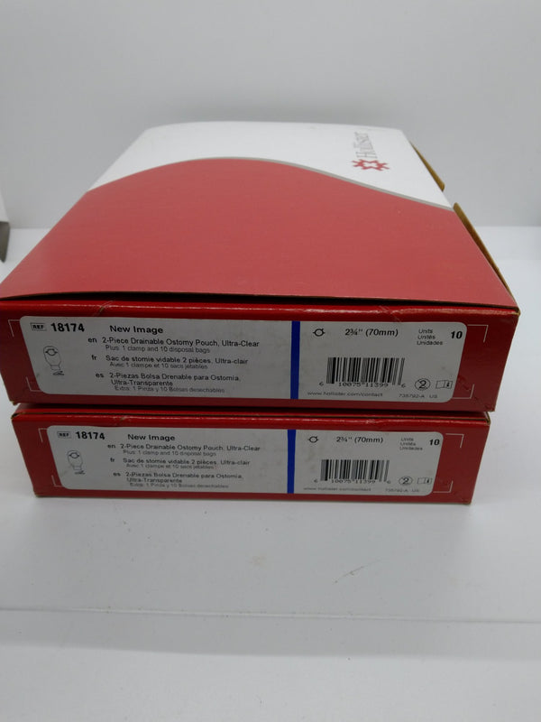 2 Boxes Hollister New Image 18174 Drainable Ostomy Pouch 2-3/4" Exp 11/01/2028