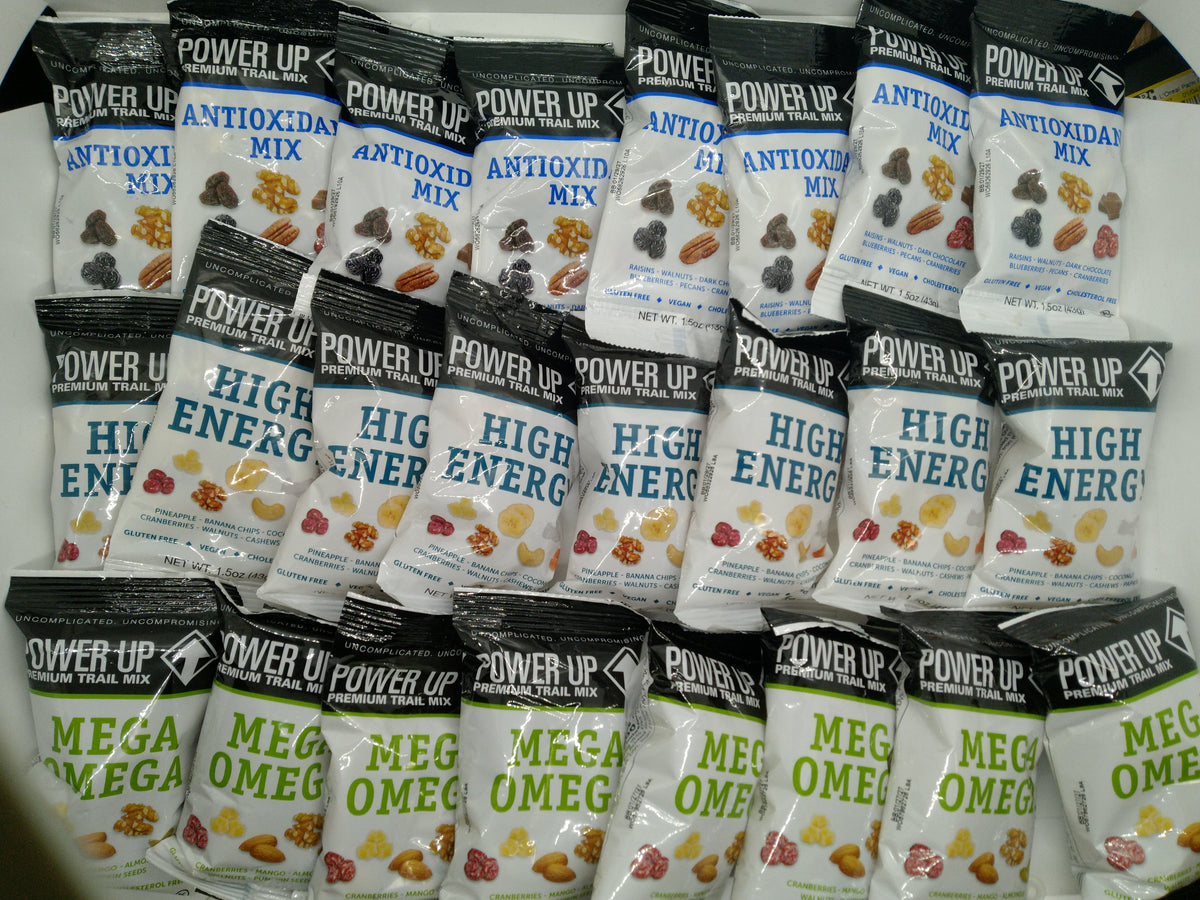 Power Up Trail Mix Variety Pack 24 x 1.5 oz Snack Packs Best By 01/27/2027