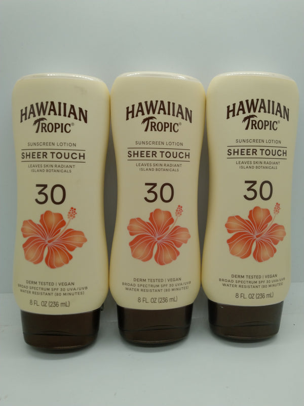 Hawaiian Tropic Sheer Touch SPF 30 Sunscreen Lotion 8 oz Lot of 3 Exp 07/01/2028