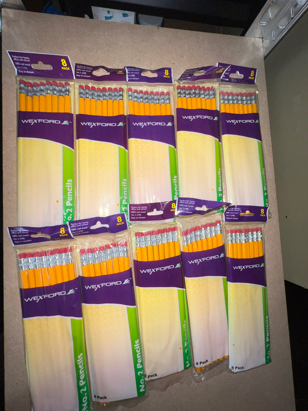 Lot of 10 Wexford No. 2 Yellow Pencils 8-Pack (80 Pencils Total) HB Wood New