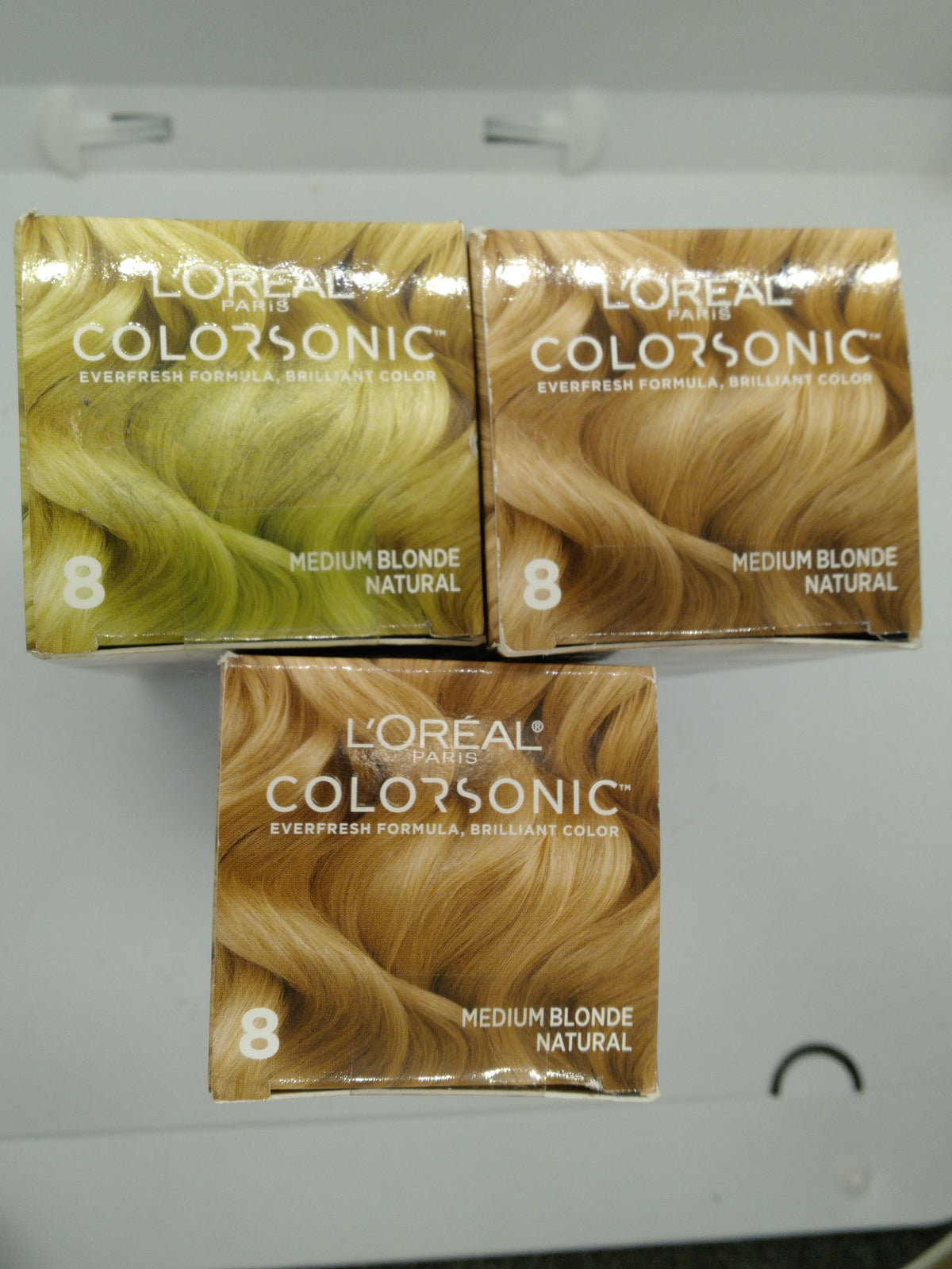 3x L'Oreal Paris Colorsonic Permanent Hair Color Cartridge Medium Blonde 8 Lot