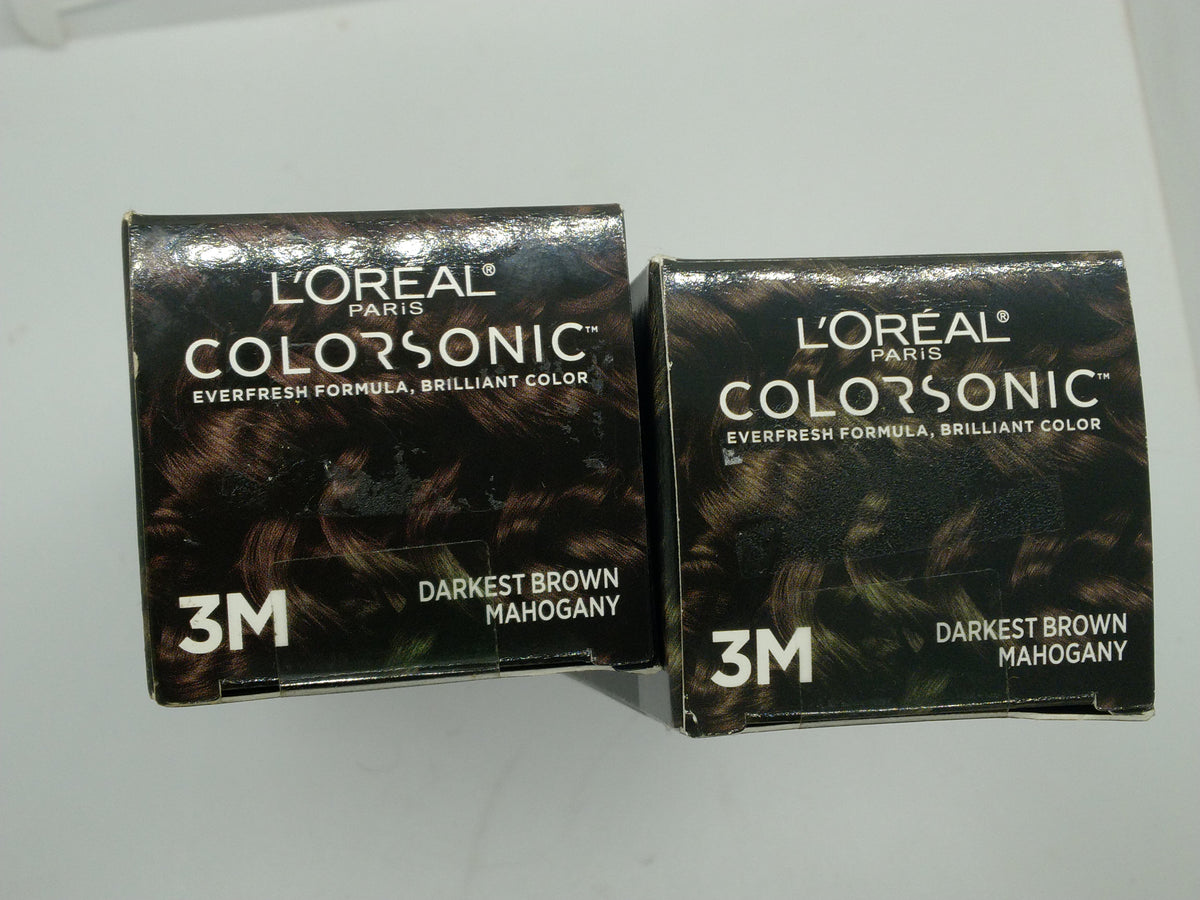Lot of 2 L'Oreal Paris Colorsonic Hair Color Cartridge 3M Darkest Brown Mahogany