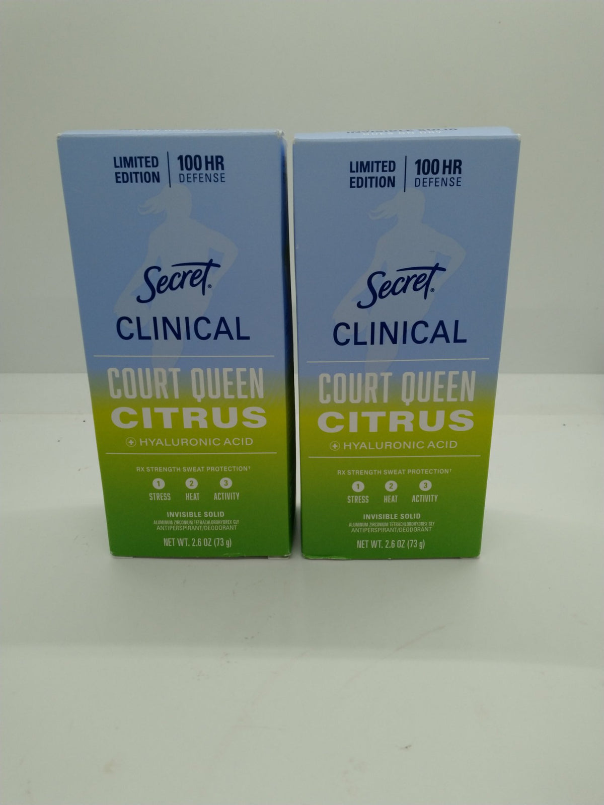Lot of 2 Secret Clinical 100HR Court Queen Citrus Deodorant 2.6oz Exp 12/01/2027