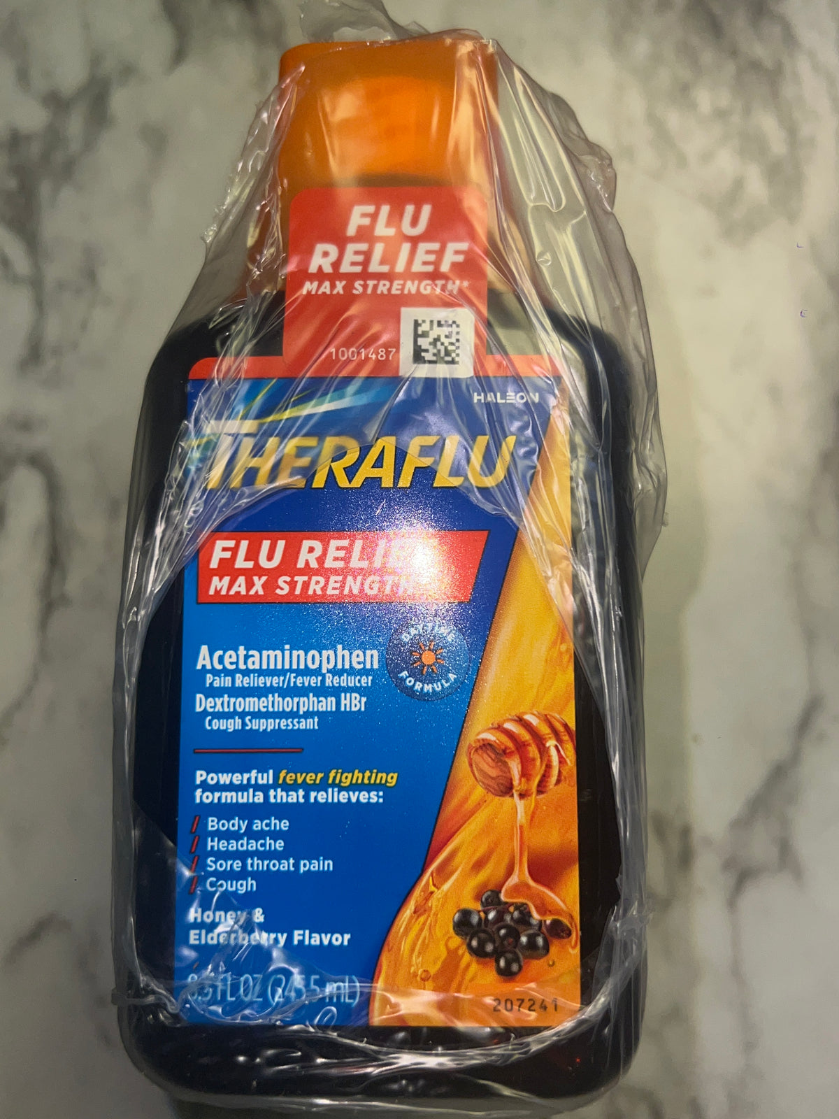 3x TheraFlu Max Strength Flu Relief Syrup Honey Elderberry 8.3oz Exp 05/2027