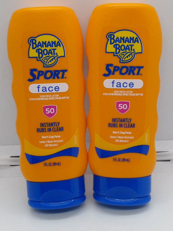 Banana Boat Sport Face Sunscreen Lotion SPF 50 3 fl oz 2 Pack Exp 06/01/2028