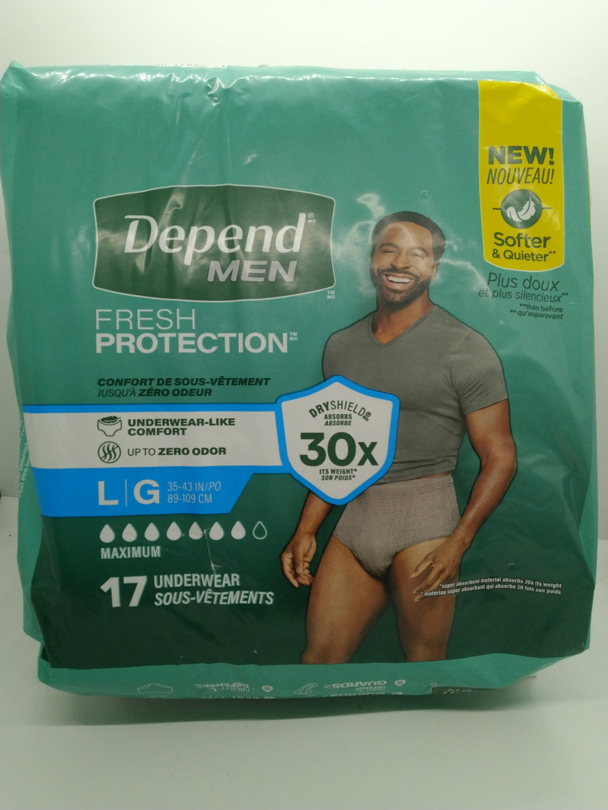 Depend Fresh Protection Men's Incontinence Underwear L Maximum 2 Pack 34 Count