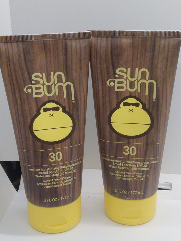 Sun Bum SPF 30 Moisturizing Sunscreen Lotion 6 oz 2 Pack Exp 01/01/2028