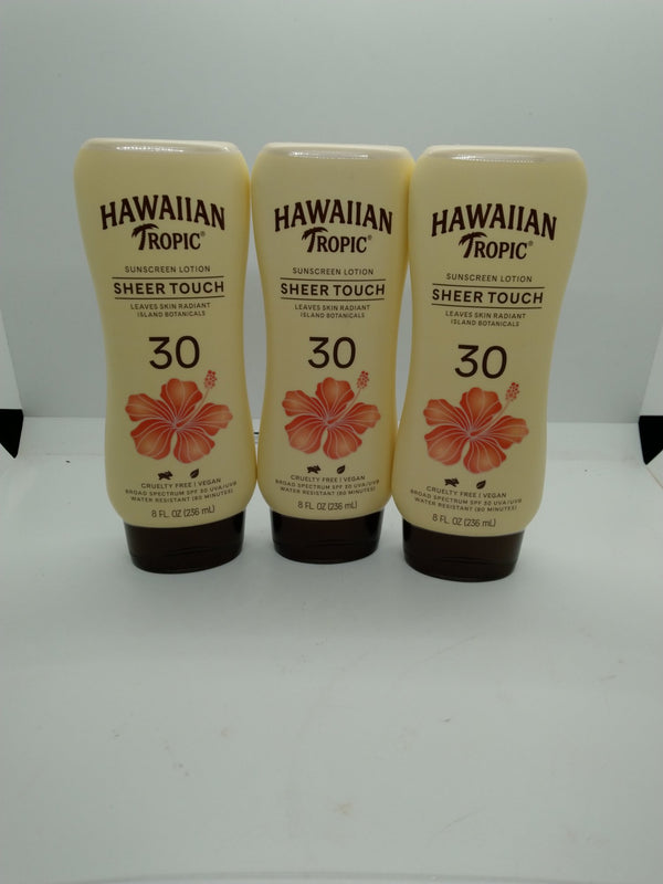 Hawaiian Tropic Sheer Touch Sunscreen Lotion SPF 30 8 oz Lot of 3 Exp 09/01/2027