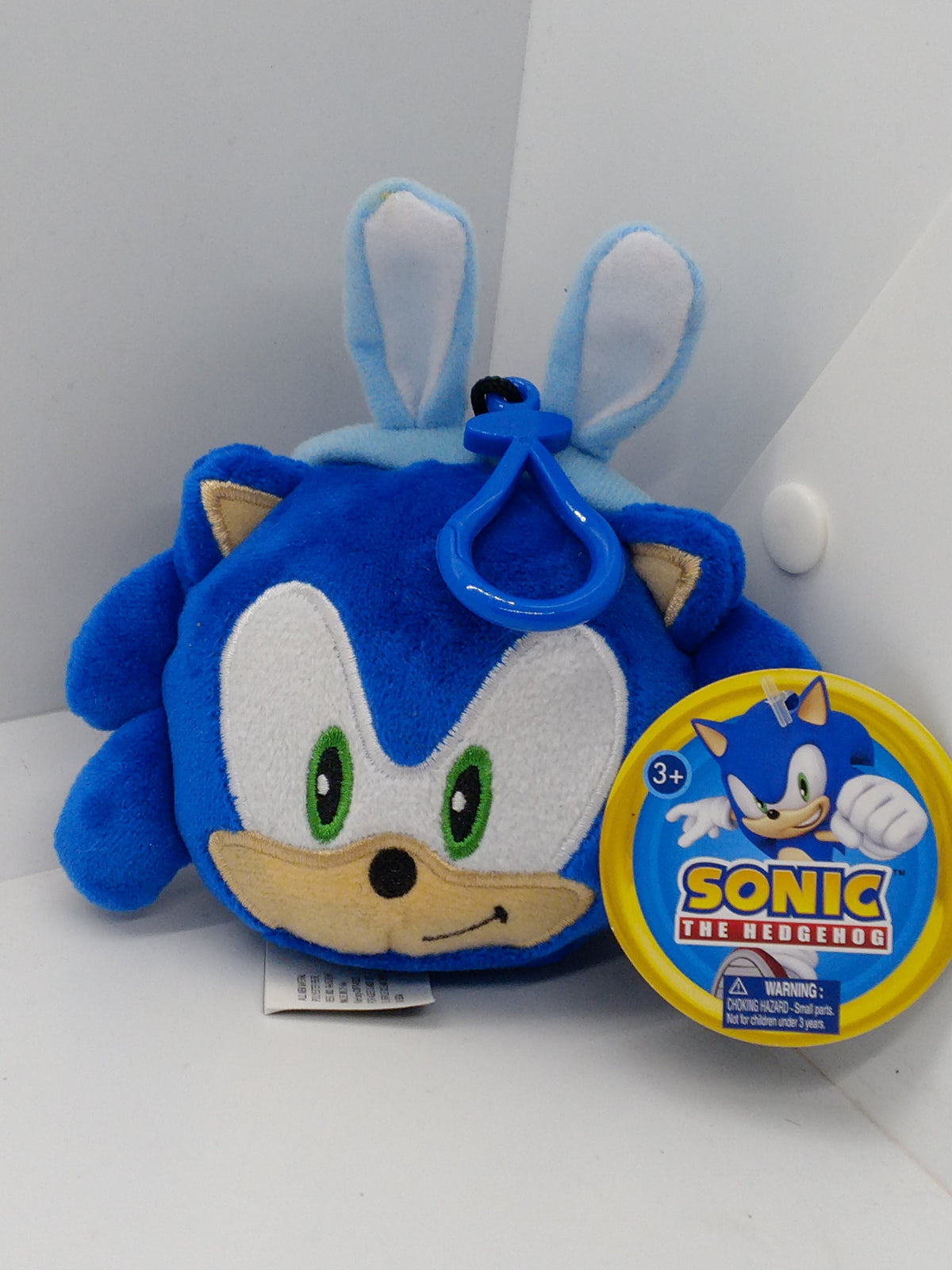 Sonic the Hedgehog Plush Bag Clip Easter Bunny Ears Blue Keychain Sega NWT