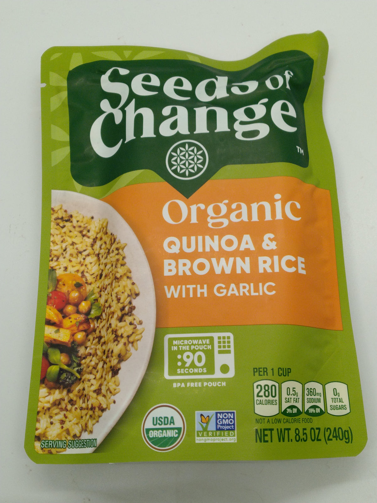 Seeds of Change Organic Quinoa & Brown Rice with Garlic 8.5oz Best By 12/31/2026