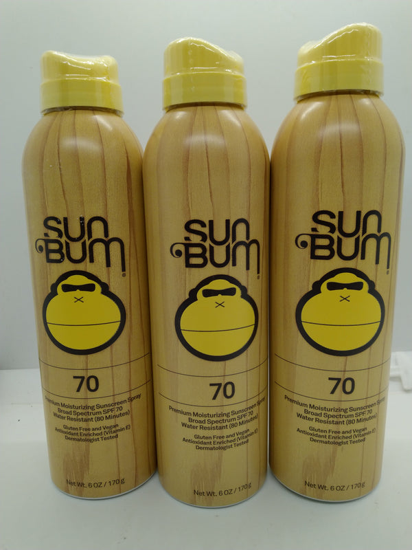 Lot of 3 Sun Bum SPF 70 Sunscreen Spray 6 oz Broad Spectrum Exp 11/01/2027