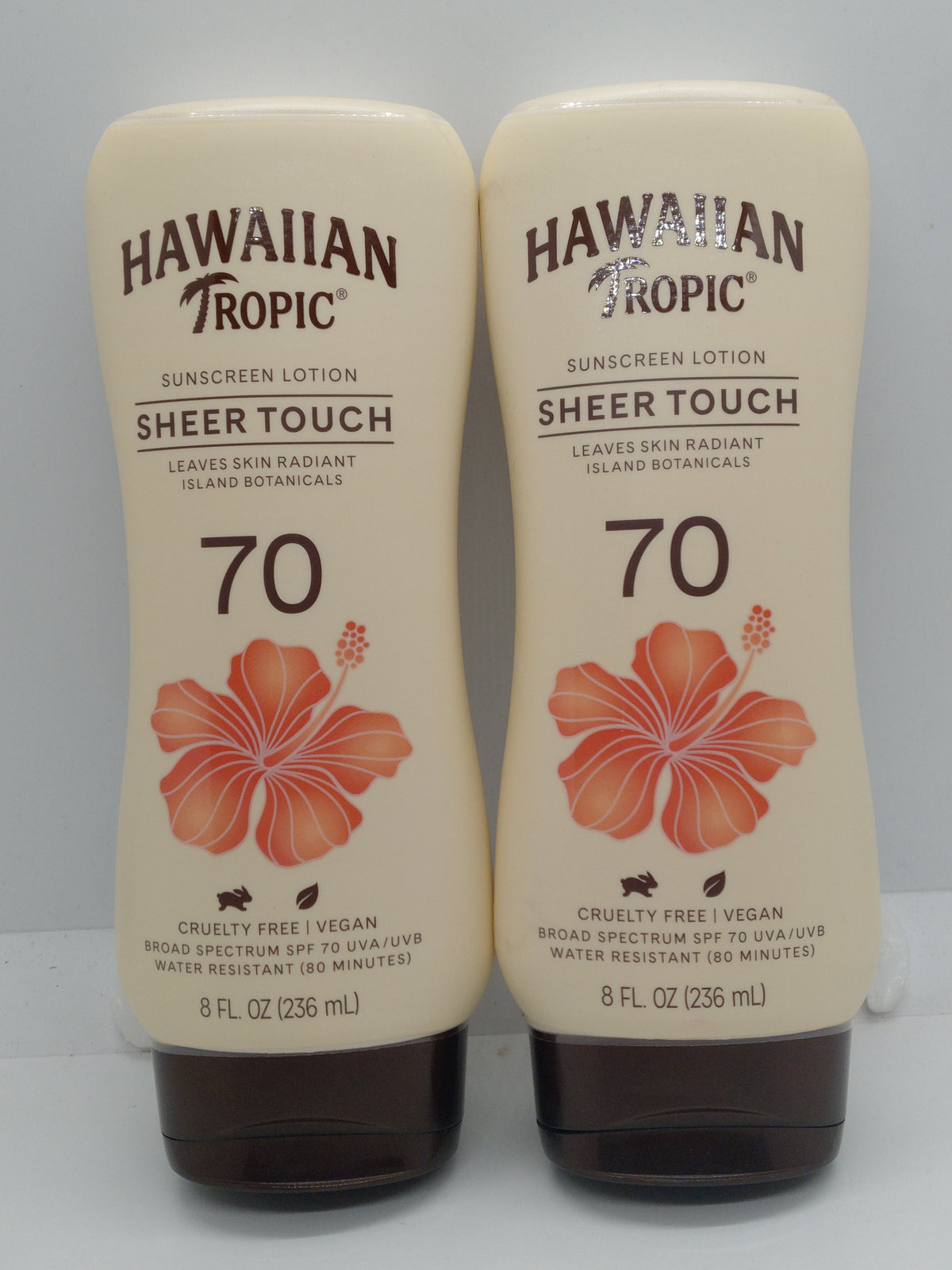 Hawaiian Tropic Sheer Touch Sunscreen Lotion SPF 70 8 oz 2 Pack Exp 07/01/2028