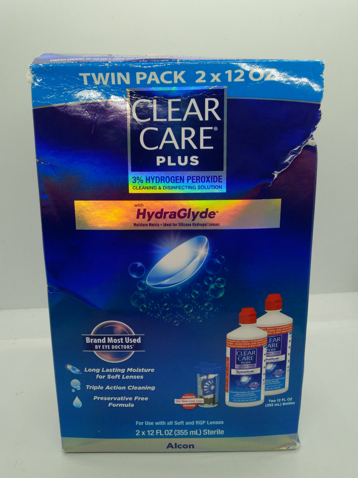 Clear Care Plus HydraGlyde Contact Solution Twin Pack 2x12 oz Exp 01/31/2028