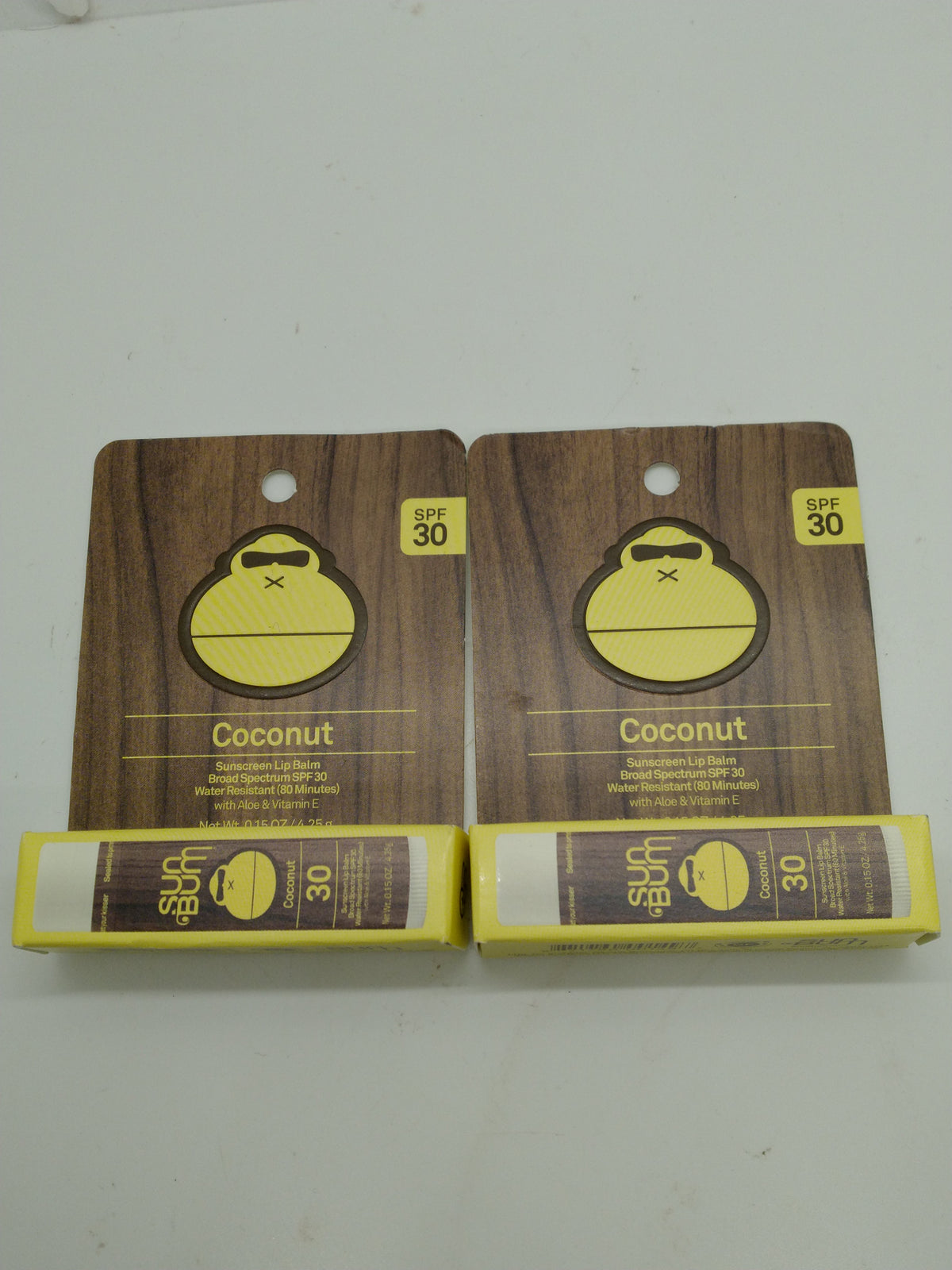 Sun Bum Coconut SPF 30 Sunscreen Lip Balm 0.15 oz Lot of 2 Exp 07/01/2028